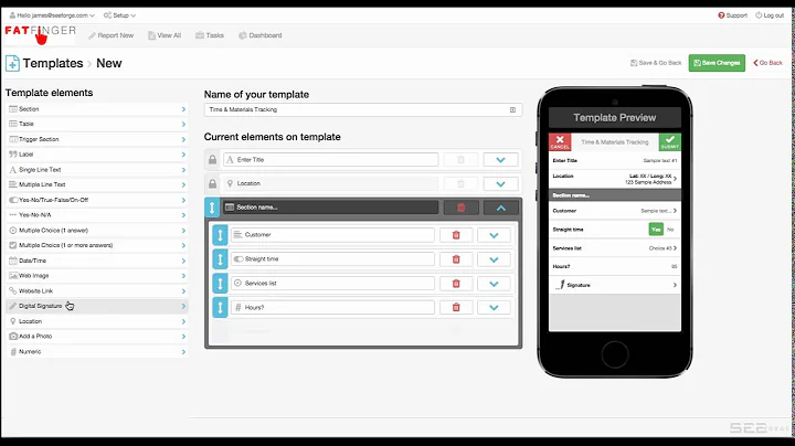 Timesheet workflow with FAT FINGER by SEE Forge www.seeforge.com - Mobile Time sheets