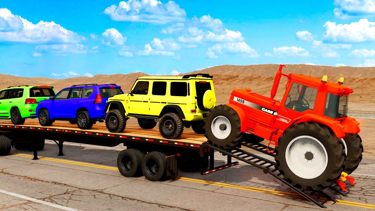 Flatbed Truck Mcqueen | Transportation with Truck - Pothole vs Car #7 - BeamNG.Drive