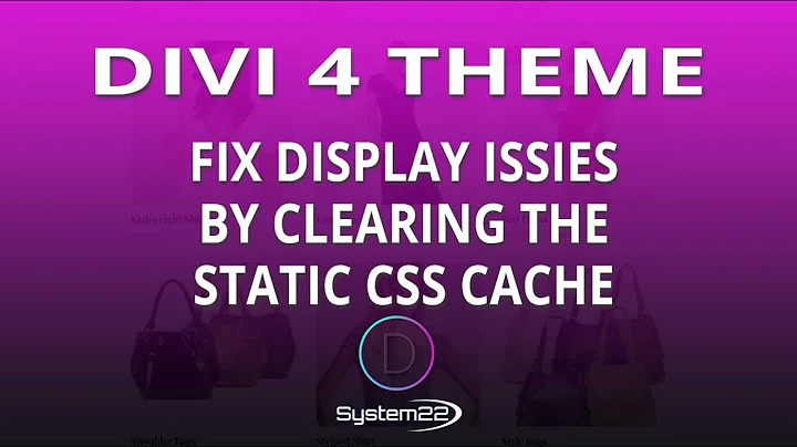 Divi 4 Fix Display Issies By Clearing The Static CSS Cache 👈