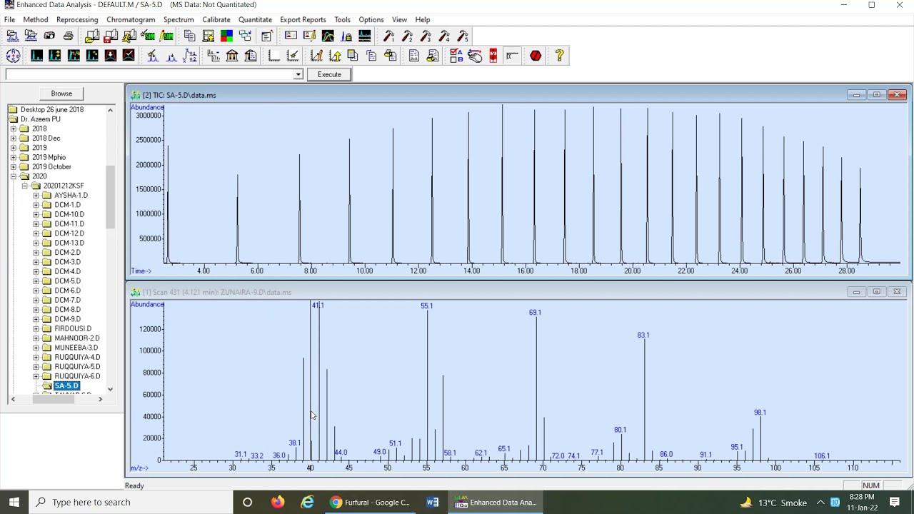 Identification of essential oil / volatile compounds by GCMS and Retention index matching