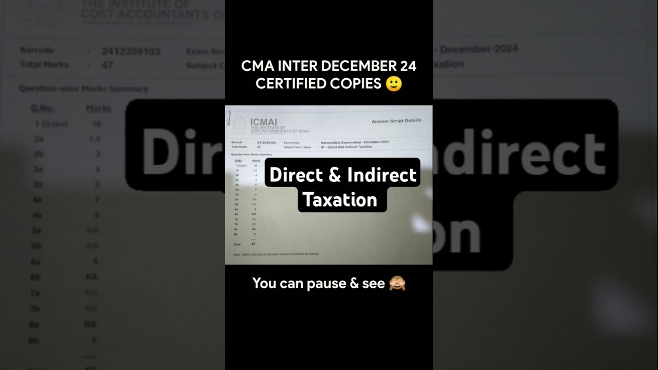 CMA Inter December 2024 | Certified copies | Direct & Indirect Tax | #cmainter #certifiedcopies
