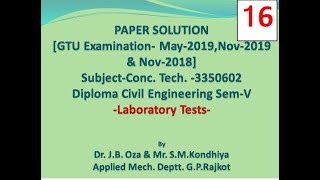Concrete Technology: Laboratory Test in GTU Exam