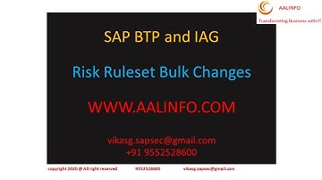 SAP BTP and IAG Bulk Risk Rule Set Changes from AALINFO