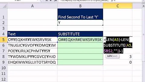 Excel Magic Trick 847: Position Of Penultimate "Y" In A Text String