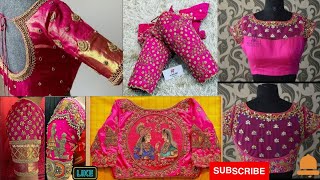 pink blouse maggam work designs||pink blouse aari work designs #pink work blouse screenshot 5