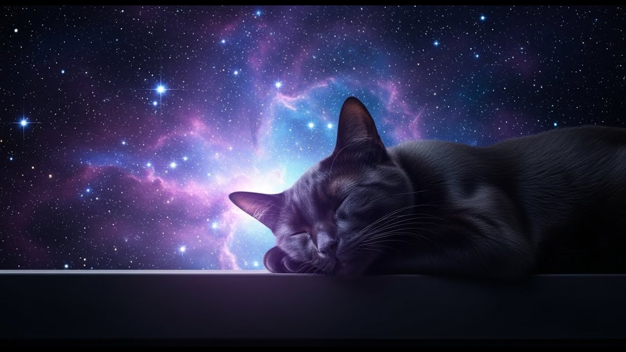 Celestial Ambience for DEEP SLEEP 🔭 Cat Purr + 2Hz Waves for Meditation & Anxiety Relief | 8 Hours