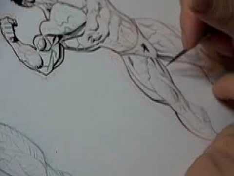 Tom Nguyen inking Derik Farnsworth's t-shirt design