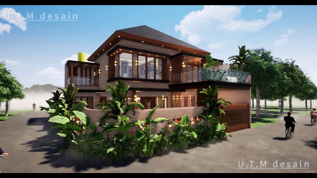 Desain Rumah Minimalis Modern Tropis Industrial 2 Lantai, Atap Limas