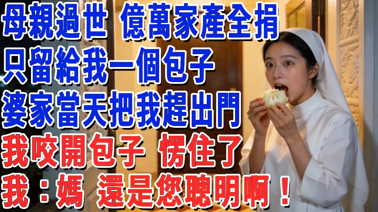 母親過世 億萬家產全捐，只留給我一個包子，婆家當天把我趕出門，我咬開包子 愣住了，我：媽 還是您聰明啊！#妮妮故事會 #情感故事 #老年生活