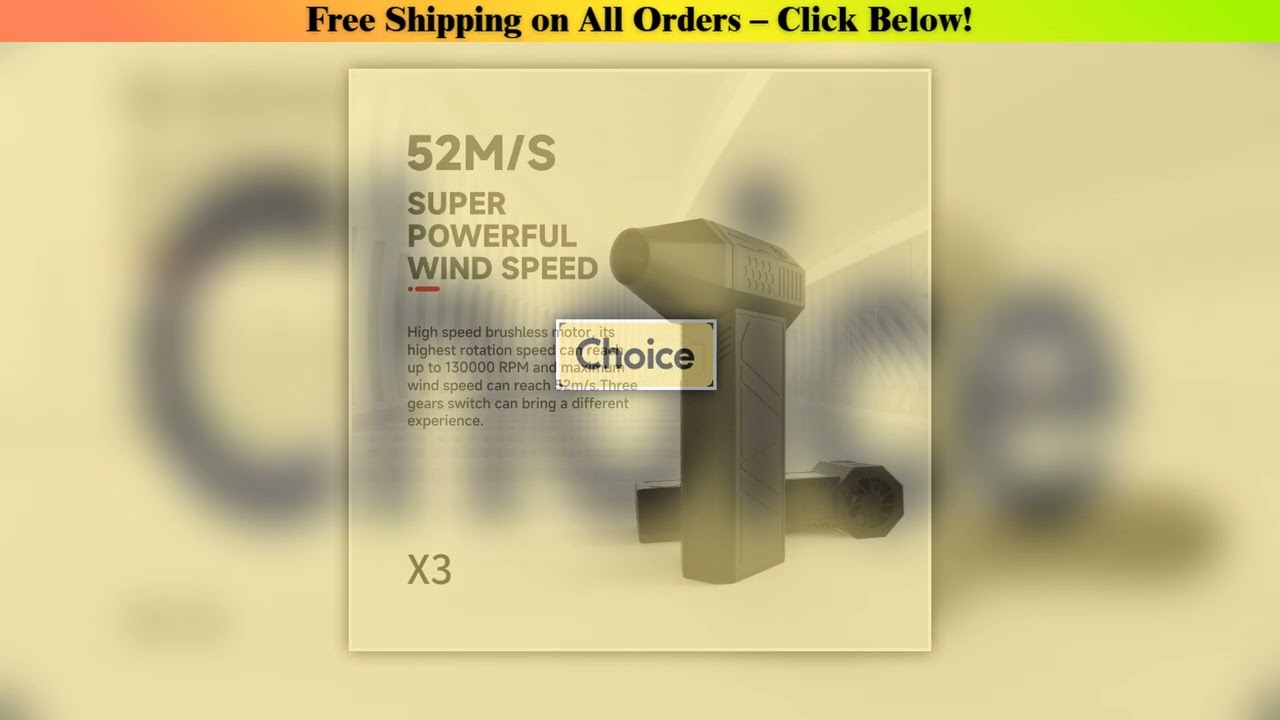 AMNVOLT X3 130000RPM Wind Speed 52m/s Turbo Jet Fan Turbo Fan Industrial Duct Fan