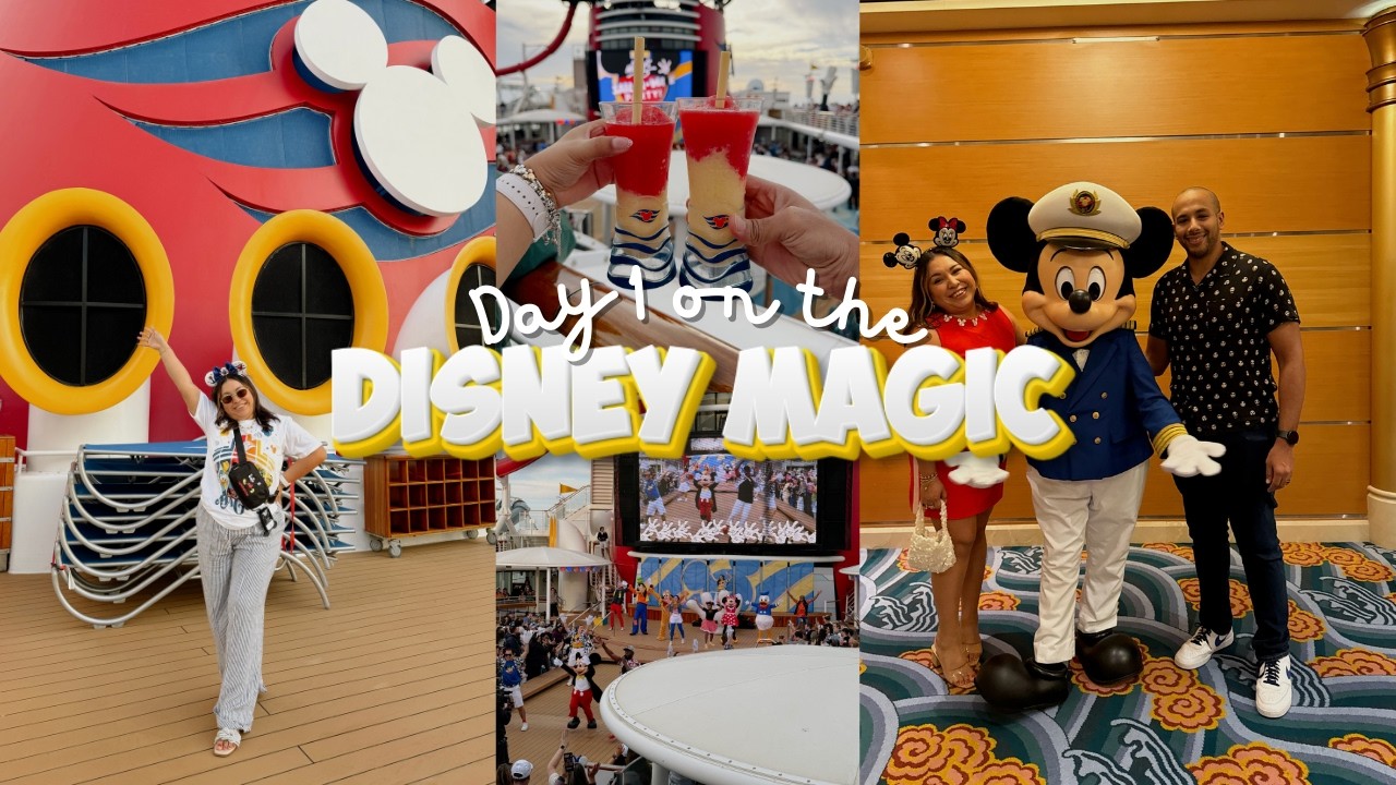 Disney Cruise Day 1 on Disney Magic | First Disney Cruise,  room tour, Sail a Wave party, and more!