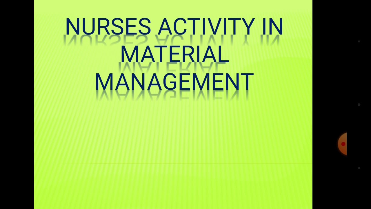 Nurses' activities in material management YouTube