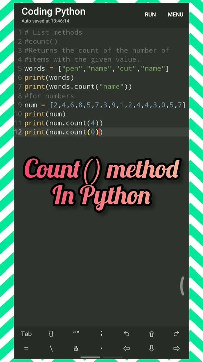 Count() method /Learn Python🐍 easly by shorts #part44 #day44 #coding # ...