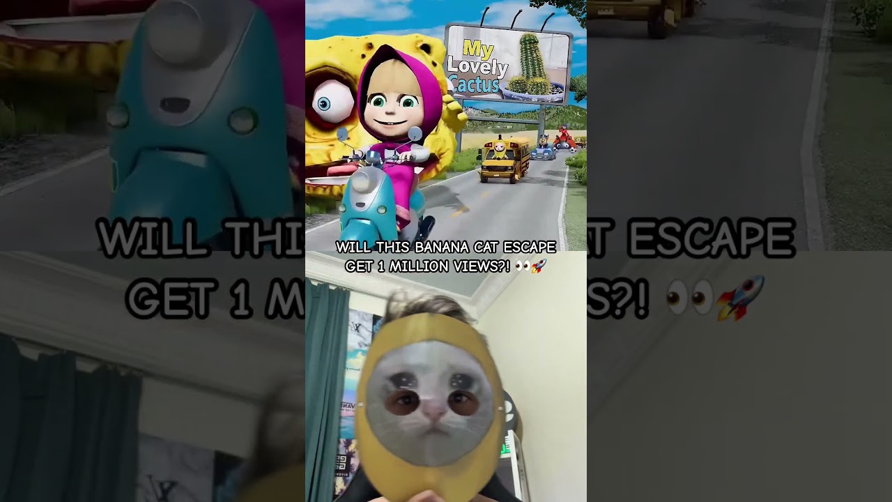 MEME NIGHTMARE: Masked Banana Cat vs. Giant Creepy SpongeBob (BeamNG.drive)