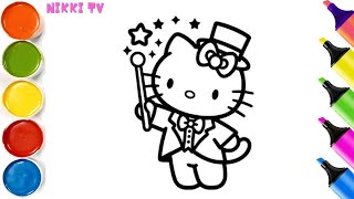 Hello Kitty doing Magic Drawing, Painting and Coloring for Kids and Toddlers | Let's Draw Together