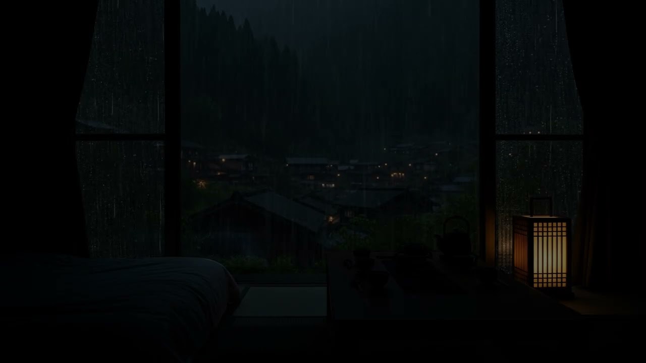 Rain Sounds in a Cozy Forest Room at Night (No Ads) | Calm Ambience for Sleep