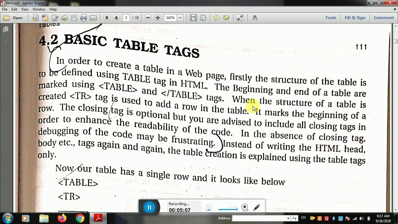 HTML Part-15! Tables How to create a table in HTML and arrange border ...