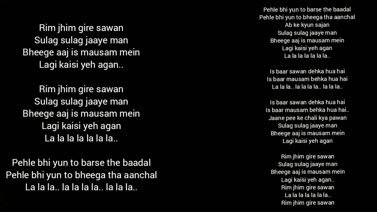 RIMJHIM GIRE SAWAN (FEMALE VERSION) FULL KARAOKE WITH LYRICS / Prepared