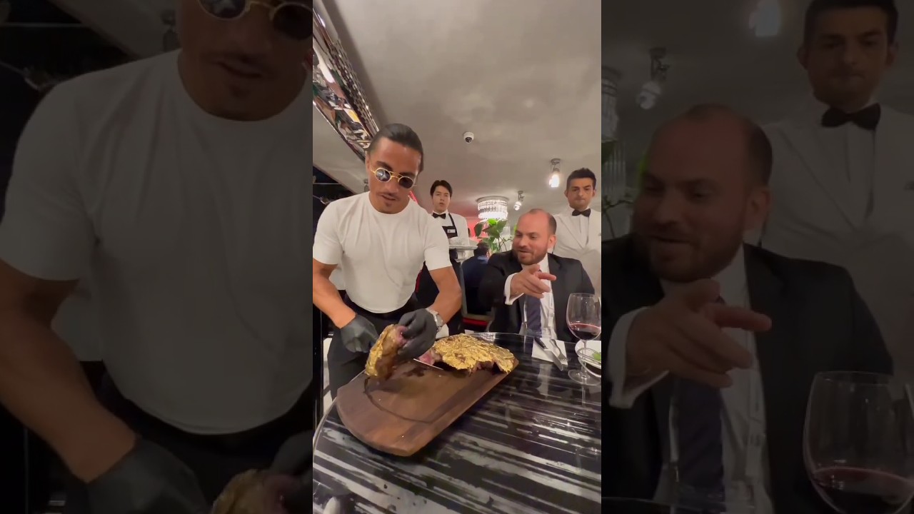 Nusret Saltbae Cutting Our Golden Tomahawk Steak 