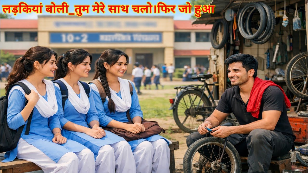 पंचर बनाने वाले लड़के के साथ,स्कूल की तीन लड़कियों ने जो किया… इंसानियत भी रो पड़ी।#story 