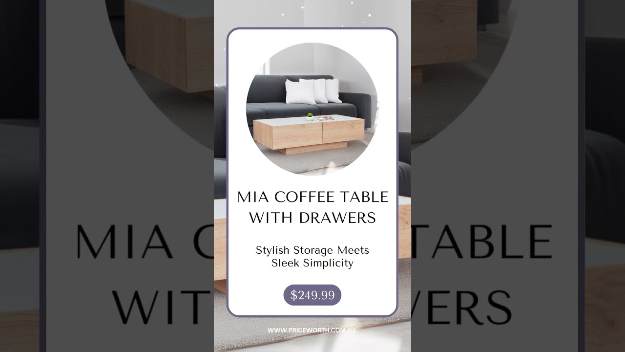 ✨ Modern Coffee Table w/ Drawers & Glass Top – Oak & White ✨