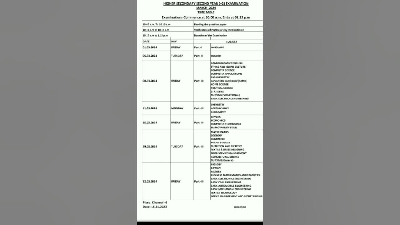 12th public exam time table 2024#sdacademy - YouTube