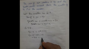 The sum of two numbers is 90 and the greater number exceeds..... #maths #class8maths #mathstricks
