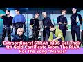 Extraordinary stray kids get their 4th gold certificate from the riaa for the song maniac