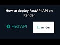 How to deploy FastAPI API on Render [FREE]