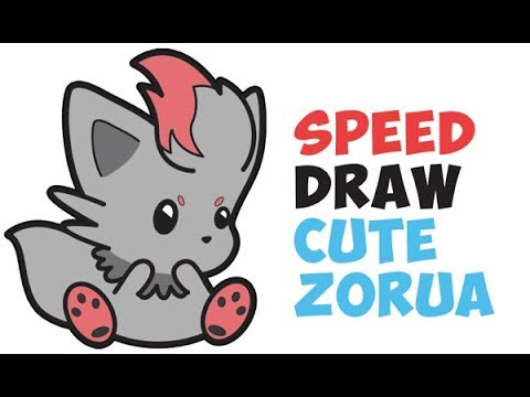 speed drawing cute chibi kawaii zorua from pokemon with easy steps