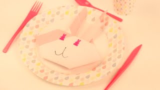 [Tuto] Pliage serviette tête de lapin pour Pâques