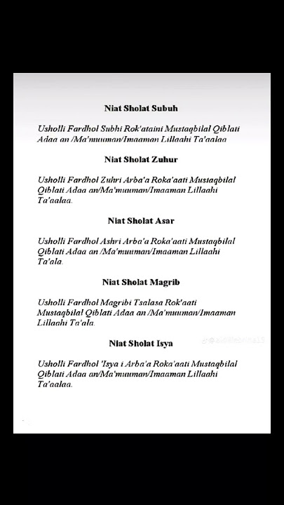 Niat shalat 5 waktu | #shalat #adzan #islam