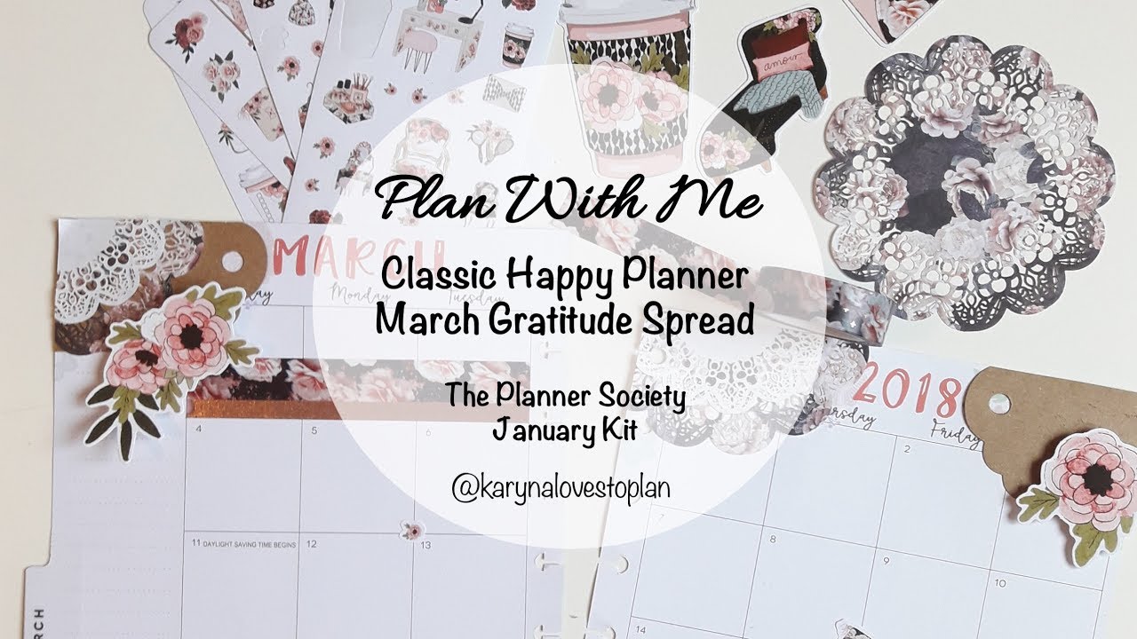 plan with me march gratitude spread classic happy planner the