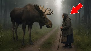картинка: Лось вышел к бабушке не просто так... Причина его появления УДИВИТ ВАС!