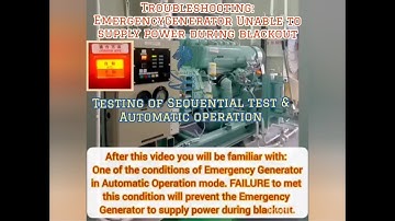 Troubleshooting : Automatic operation - Emergency Generator Unable to supply power during blackout