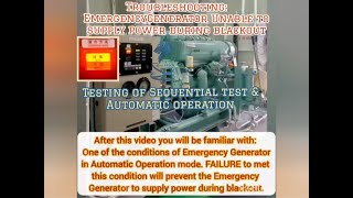 Troubleshooting : Automatic operation - Emergency Generator Unable to supply power during blackout