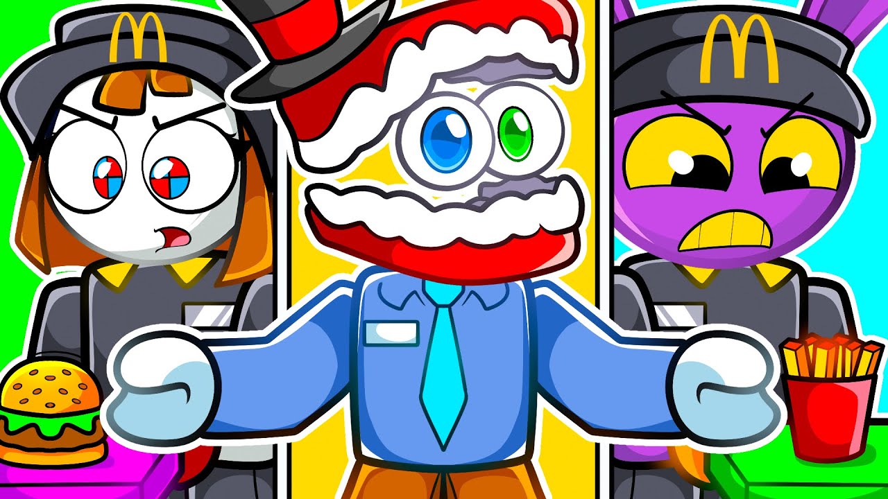 Circo Digital TRABALHANDO em um RESTAURANTE no Roblox