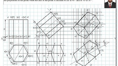 Example 12 on Projection of Solids Manual Drawing