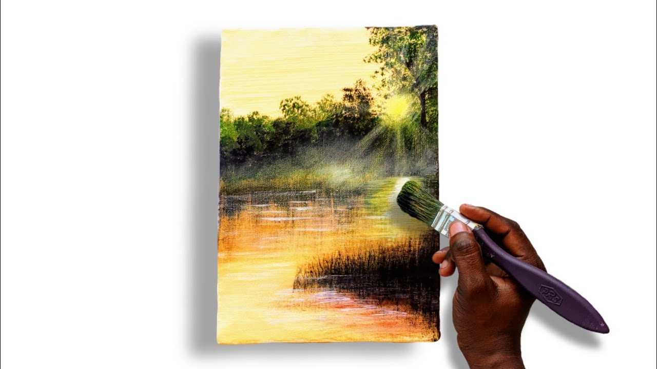 How to paint amaizing evening sunset/ beginners STEP BY STEP Tutorial ...