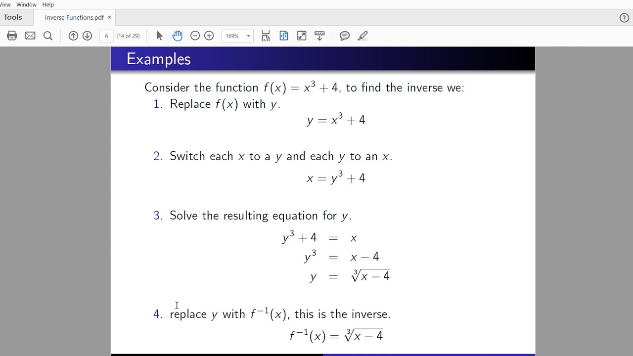 Unit 3, HW 3 - Inverse Functions examples - YouTube