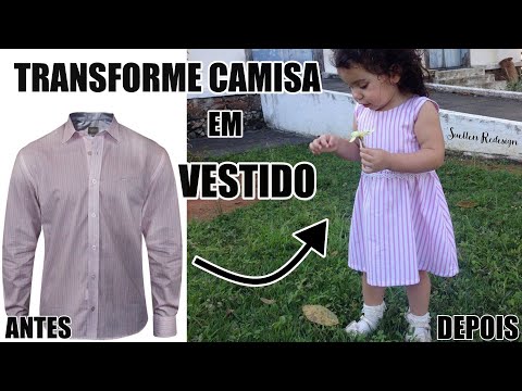 TRANSFORME CAMISA SOCIAL EM VESTIDO INFANTIL | DIY VESTIDO INFANTIL | SUELLEN REDESIGN