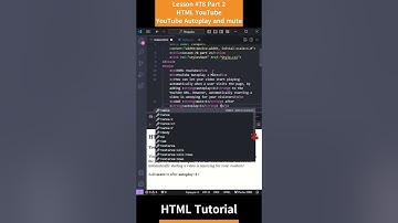 HTML Tutorial - Lesson 78: HTML YouTube - YouTube autoplay and mute Part 2  #html5 #htmltutorial #js