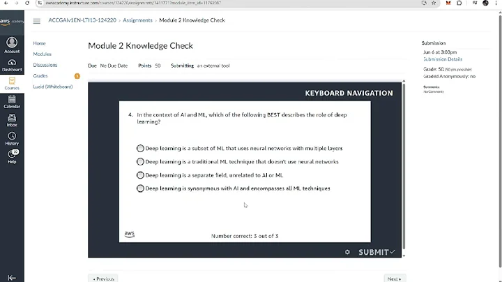 Module 2 Knowledge Check | Introducing AI | AWS Academy Generative AI Foundations [124220]