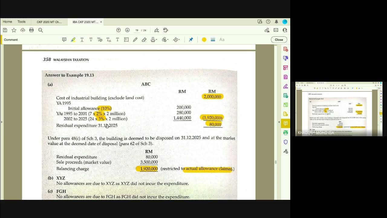 Industrial Building Allowance (IBA) Part 4 YouTube