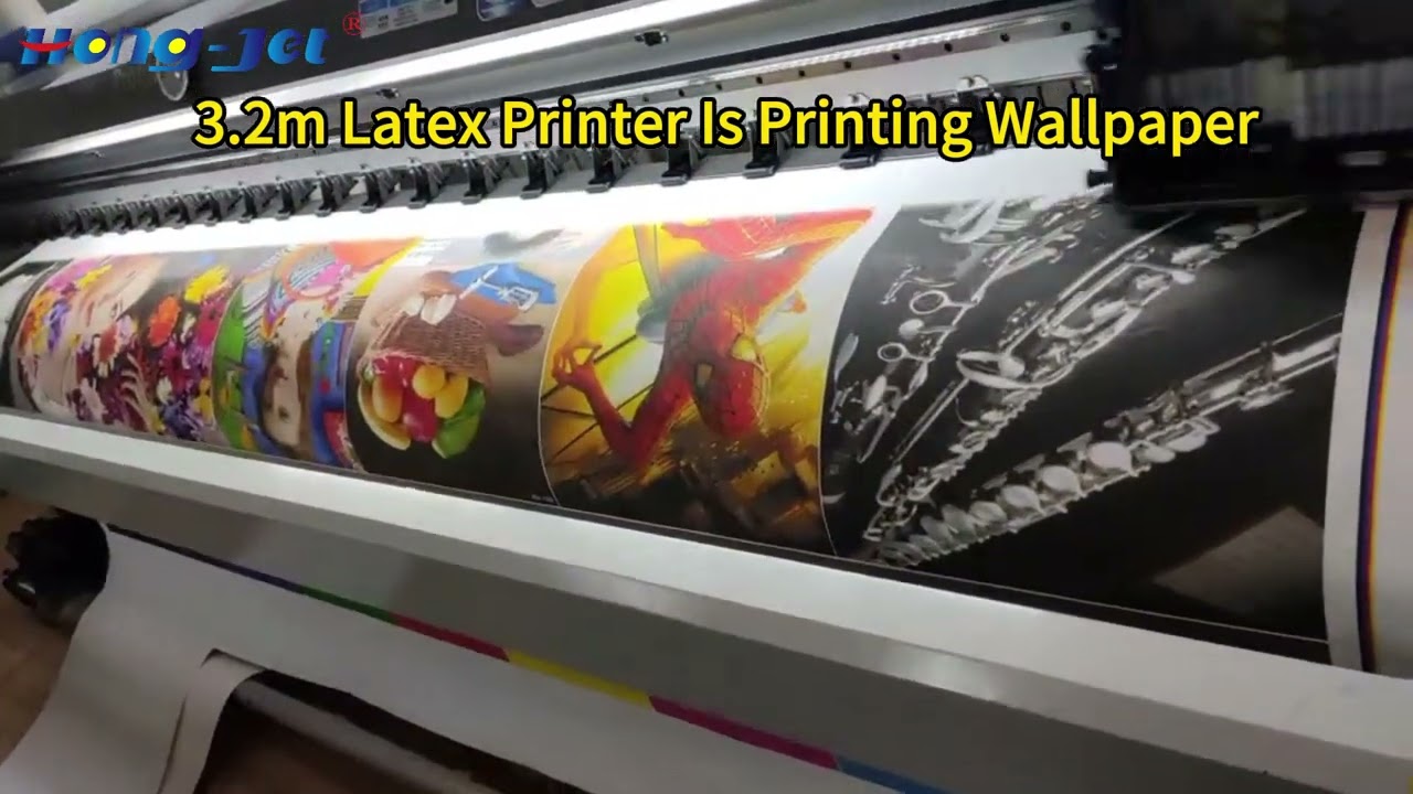 HONGJET 3.2m Latex Printer Is Printing Wallpaper