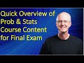 Prob  stats lec 26c quick summary of course content for final exam