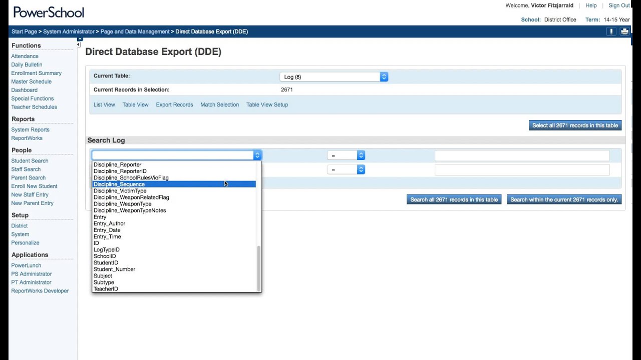 Powerschool: Direct Database Export