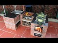 Making a perfect wood stove for your backyard with bricks and cement