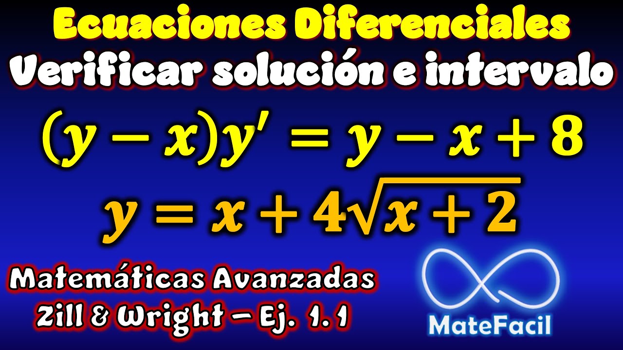 Comprobar la Solución de la Ec. Diferencial y dar un intervalo de