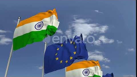 Row of Flags of India and the European Union | Motion Graphics - Envato elements